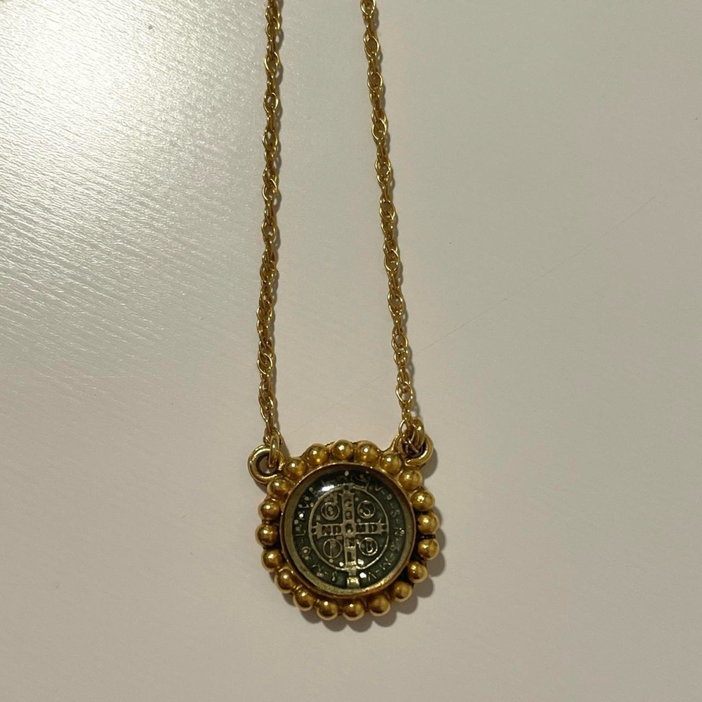 Virgins Saints & Angels Gold Filigree Medallion Necklace